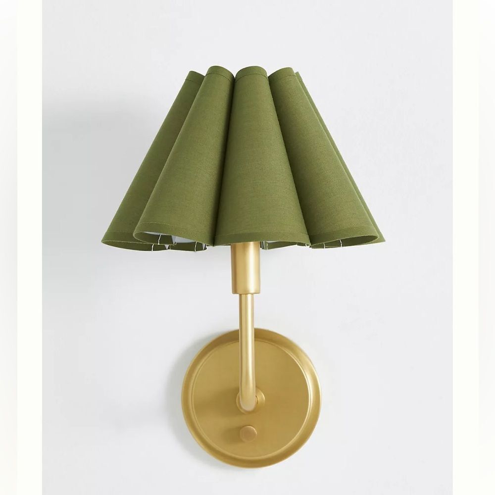 New Anthropologie Polly Scalloped Shaded Metal Sconce Wall Light